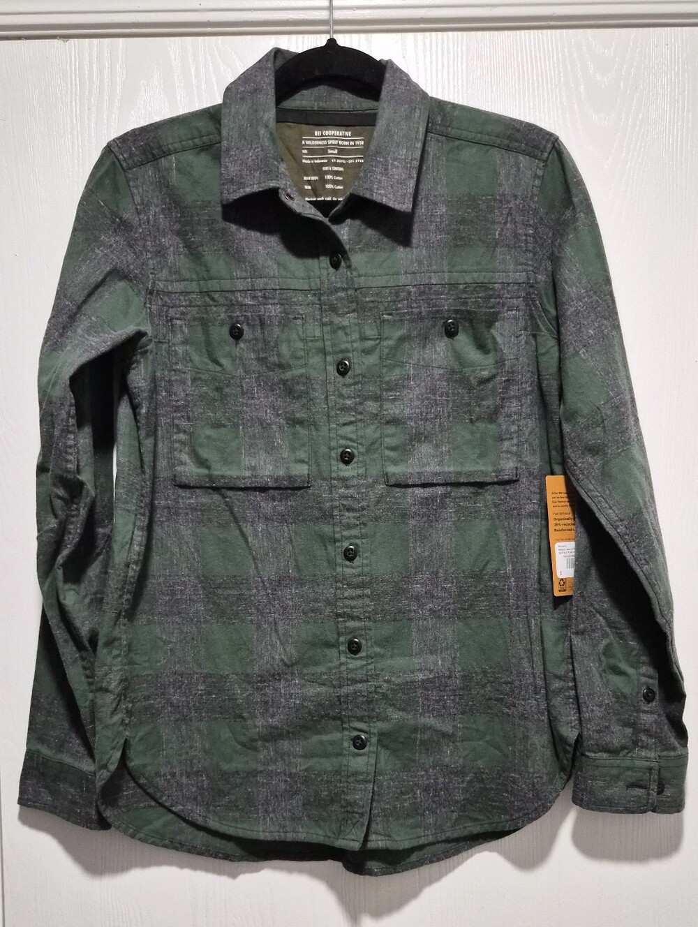 Nwt Rei Co-Op Womens Wallace Lake LS Flannel Buffalo Plaid Green Arbor Shirt SzS